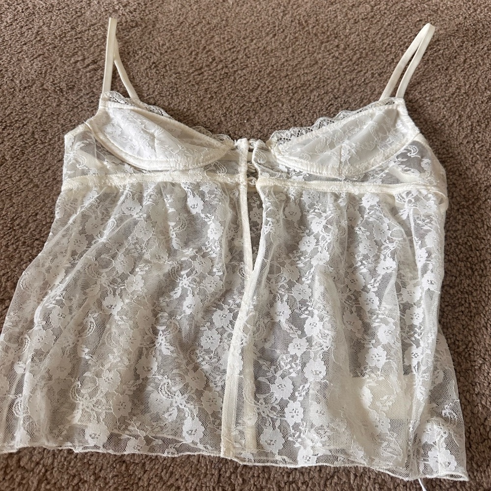 Sheer Lace Ivory Babydoll Cami